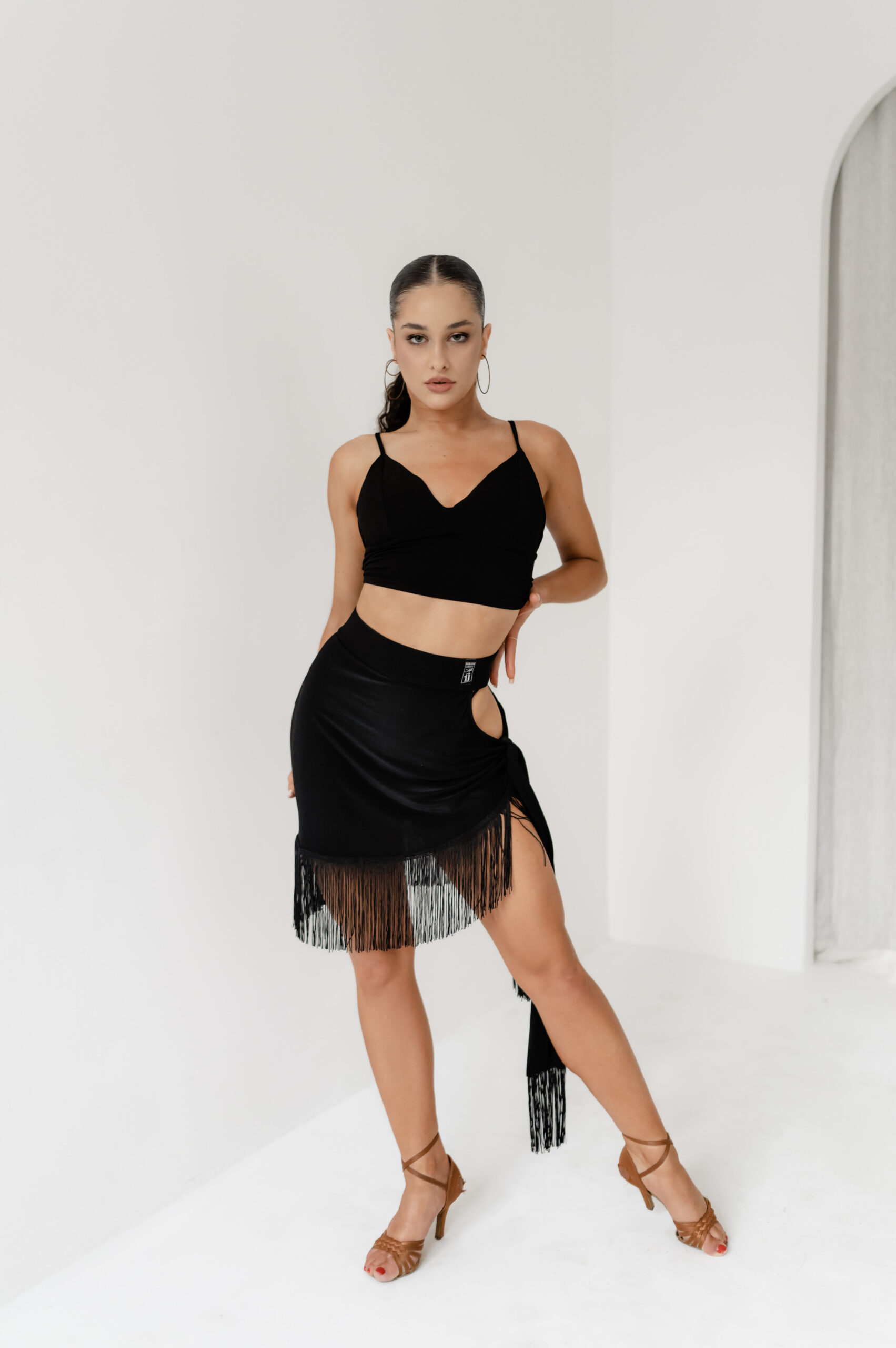 Fringe dance skirt, Latin dance skirt, elegant skirt with slit, dance skirt