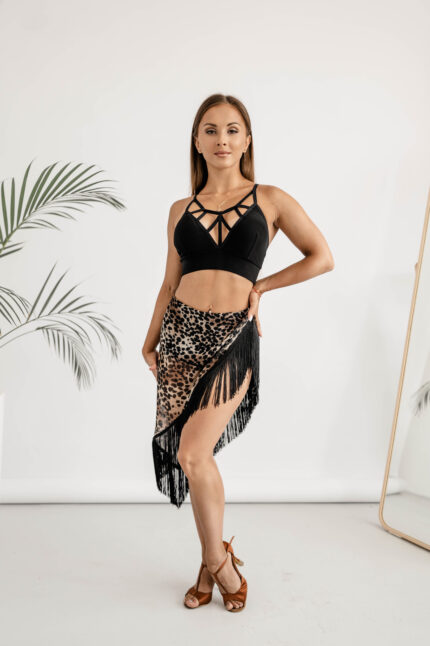 Stylish Dance Skirt for Latin Dances with Mesh Shawl